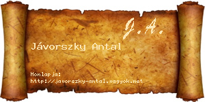 Jávorszky Antal névjegykártya